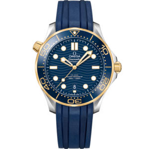 OMEGA SEAMASTER DIVER 300M, steel ‑ yellow gold on rubber strap 210.22.42.20.03.001